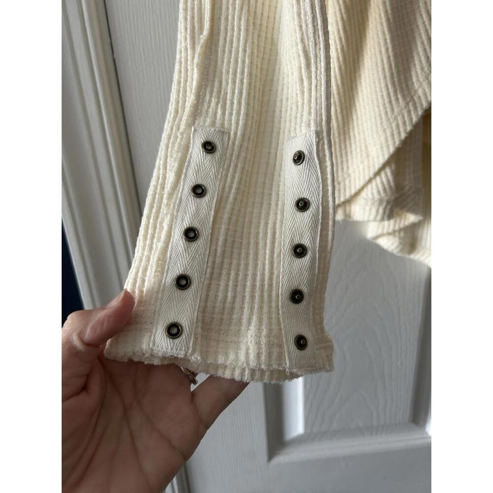 Free People S Oh My Cream thermal babydoll long sleeve top New without tags - Picture 3 of 7